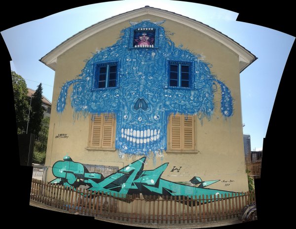 Blue Skull Arthouse Zürich Graffiti