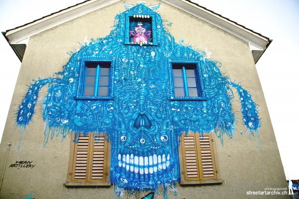 Blue Skull Arthouse Zürich Graffiti